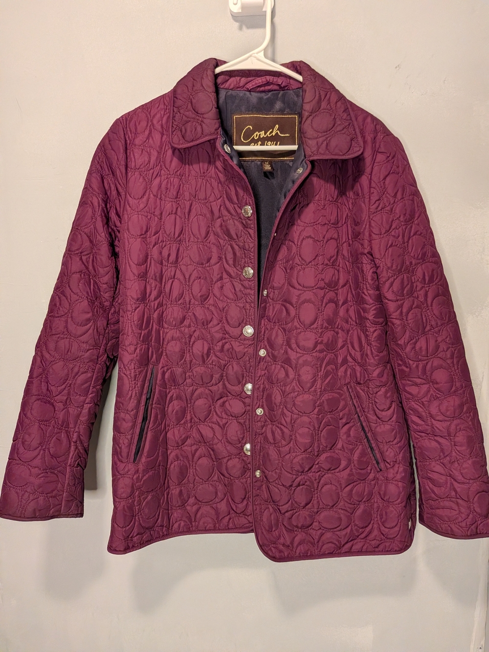 Coach Quilted Puffer Jacket in Plum